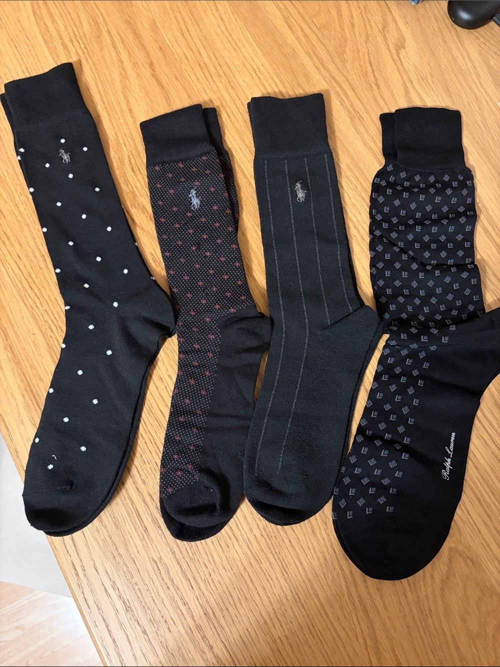 Ralph Lauren Men's Black Dress Sock Variety Pack with Subtle Patterns